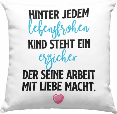 Produktbild von Trendation - Erzieher Deko-Kissen mit Füllung 40x40 Geschenk Abschiedsgeschenk zum Abschied Lustig Geschenke  Deko-Kissen mit Füllung 40x40 Kindergarten Erzieher Mit Herz (Grün)