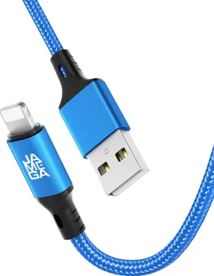 Produktbild von USB-A auf iPhone Nylon Kabel Typ A Ladekabel für iPhone - Blau 1m