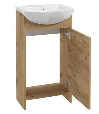Productafbeelding van Badkamerkast met wastafel, eikenhout met gouden afwerking, 45 cm, Frigo