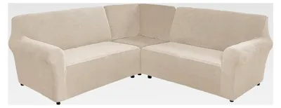 Produktbild von Sofabezug L-Form Stretch aus Samt für 5-Sitzer Ecksofa, rutschfester Überzug, waschbarer Möbelschutz