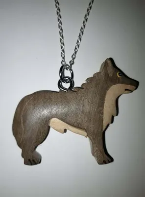 Produktbild von Kette mit Holzanhänger Wolf, Ketten Modeschmuck Tiere Tier Wölfe