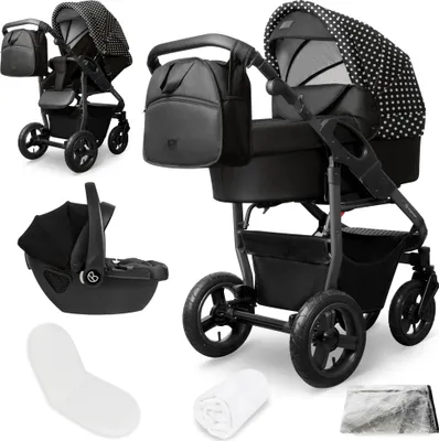 Produktbild von Bergsteiger Capri Kombikinderwagen 3-in-1 – Babywanne, Sportsitz & i-Size Babyschale, Luftreifen, Federung, höhenverstellbarer Griff, faltbar, Zubehör
