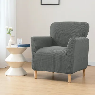Produktbild von （Dunkelgrau）Elastischer Sofabezug  High Stretchhusse  Sofa Schonbezug 1-Sitzer Sofa-Überwürfe，Plüsch Stricken Sofahusse