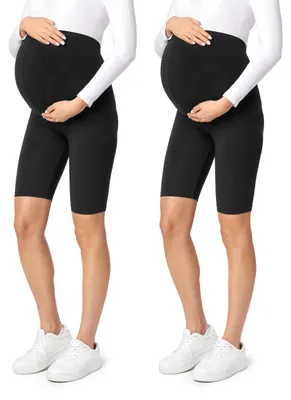 Produktbild von Be Mammy Kurze Umstandsleggings aus Viskose BE-04 2er Pack (Schwarz/Schwarz(2Pack), L)