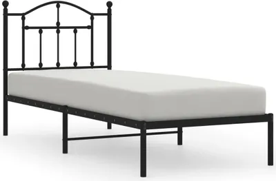 Produktbild von vidaXL Bettgestell mit Kopfteil Metall Schwarz 90x190 cm
