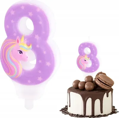 Produktbild von Einhorn Geburtstag Kerze Nummer 8 Rosa Für Geburtstagsparty