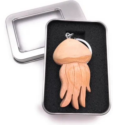 Immagine prodotto di Portachiavi in legno medusa Meudsa cnidaria animale subacqueo ciondolo marino in confezione regalo