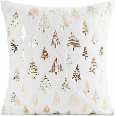 Immagine prodotto di EUROFIRANY | Copricuscino natalizio - Copricuscino decorativo natalizio - 45 x 45 cm - Oro bianco - Copricuscino decorativo - Albero di Natale - 500 g/m²