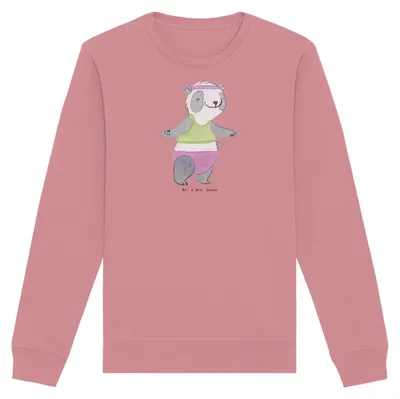 Produktbild von Mr. & Mrs. Panda Bio Baumwoll Pullover Panda Aerobic Größe M - Canyon Pink - Geschenk, Sweater, Pulli, Sweatshirt, Fitness, Fitnessstudio