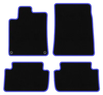 Produktbild von Fußmatten Automatten Velours Schwarz/Blau für Citroen C5 I 2001-2008 Set 4-tlg