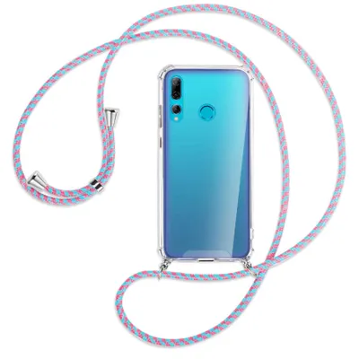 Produktbild von Handykette Backcover-Schutzhülle mit Band (Metall silberfarben) für Huawei P Smart Plus 2019 - pink/mint