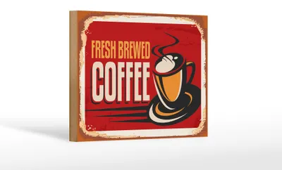 Produktbild von Holzschild Kaffee 18x12cm Retro Kaffee fresh brewed
