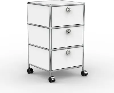 Produktbild von VERSEE Büro-Rollcontainer, Metall, 40 cm, 3 Schubladen, Weiß