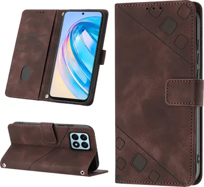 Produktbild von Hülle für Honor X8A Prägung Flip Leder Brieftasche Schutzhülle mit Ständer Braun