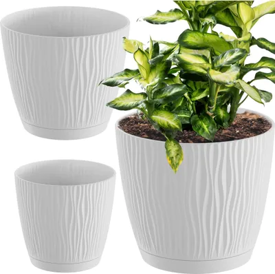 Produktbild von 3x Blumentopf Pflanzentopf Übertopf Mit Untersetzer Rund Blumenkübel
