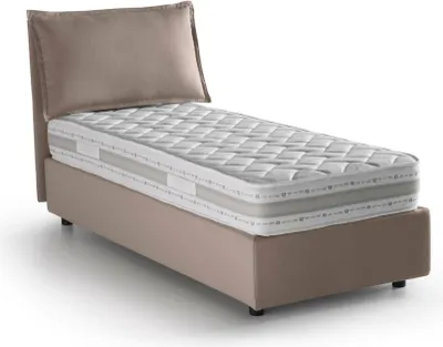 Produktbild von Einzelbett Penelope, Containerbett mit Stoffbespannung, 100%  Italy, Frontöffnung, mit Matratze Cm 90x190 enthalten, Turteltaube