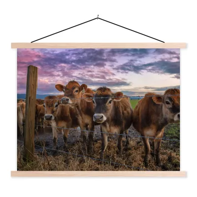 Produktbild von MuchoWow® Textilposter Kuh - Tiere - Kühe 120x90 cm mit holzfarbenen Rahmen - Magnetisch
