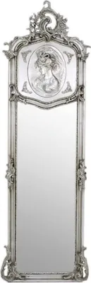 Produktbild von Casa Padrino Barock Spiegel Silber 55 x H. 175 cm - Handgefertigter Antik Stil Wandspiegel - Ganzkörperspiegel - Garderoben Spiegel - Wohnzimmer Spiegel - Barockstil Möbel