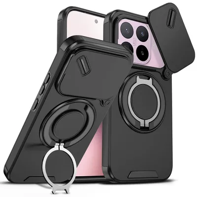 Produktbild von Handyhülle für Xiaomi 17T Dual-Layer Stoßfest Militär Hülle mit Dia Kameraschutz, Magnetisch Ring Ständer Schwarz