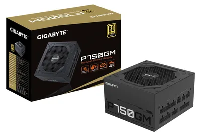 Zdjęcie produktu dla GIGABYTE P750GM, 750 W, 100 - 240 V, 50 - 60 Hz, 12-6 A, Aktywne, 16 ms