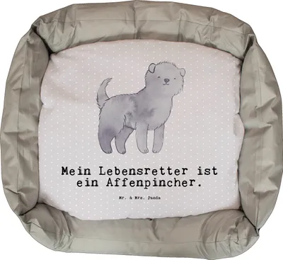 Produktbild von Mr. & Mrs. Panda Hundeschlafplatz Affenpincher Lebensretter - Grau Pastell - Geschenk, Dankeschön, Hund, Vatertag, Weihnachten, Muttertag, Welpen