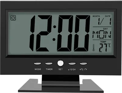 Produktbild von LCD Digitaler Sound Sensor Tischwecker mit Kalender und Temperaturanzeige Schwarz