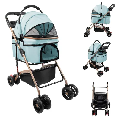 Produktbild von Klappbar Hundewagen 2 in 1 Hundebuggy Bis 20kg,Pet Stroller Hundebuggy Haustierwagen Oxford,Hundebox Transporttasche für Hunde und Katzen 96x70x48cm