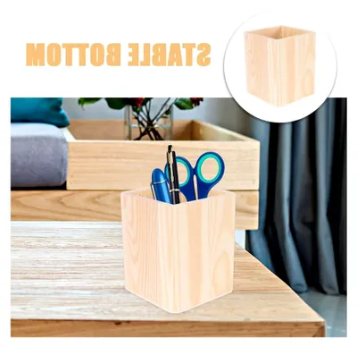 Produktbild von Leerer Holzstifthalter 4er Set 10,00 x 8,00 cm für Schreibtisch DIY Organizer für Büro und Zuhause