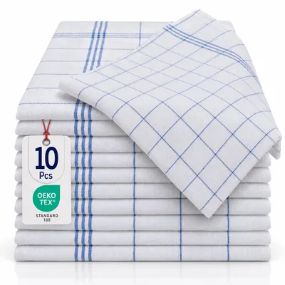 Produktbild von Set mit 10 Geschirrtüchern, aus 100% Baumwolle, 50 x 70 cm, blau