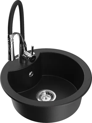 Produktbild von Mexen Diego 1-Becken-Granit-Spüle mit Mischbatterie Aster, Schwarz - 6512-77-73450-07
