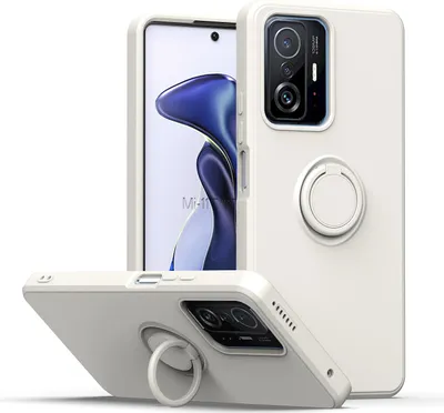 Produktbild von Xiaomi 11T Pro Handyhülle, Ring Halter Ständer Kratzfeste Weiche Silikon schutzhülle für Xiaomi 11T / Xiaomi 11T Pro Weiß
