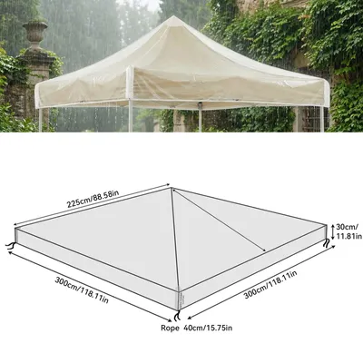 Image de Housse de rechange transparente pour pavillon, housse de protection en PVC transparent pour pavillon, protection contre la pluie pour toit de pavillon, housse de rechange pour gazebo, protection contre les intempéries pour tente de jardin, toit de pavillon, 3 m x 3 m