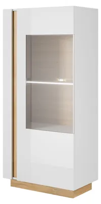 Immagine prodotto di Vetrina bassa, bianco + bianco lucido + rovere Grandson, 72 x 154 x 40 cm