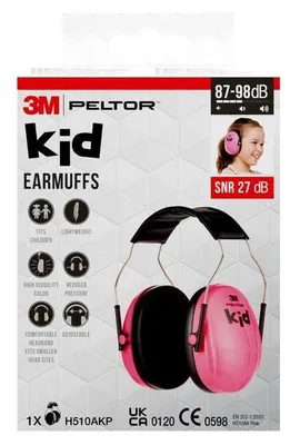 Produktbild von 72x 3M™ PELTOR™ Kapselgehörschutz für Kinder H510AKP, SNR-Wert 27 dB, Pink | Packung (6 Stück)