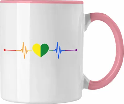 Produktbild von Trendation - Regenbogen Tasse Geschenk LGBT Schwule Lesben Transgender Grafik Pride Herzschlag Flagge (Rosa)
