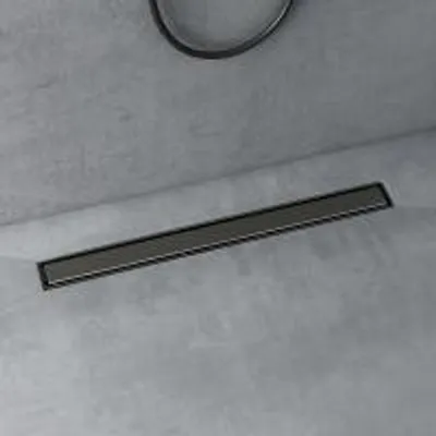 Image de doporro Caniveau de Douche Italienne Extra Plate Gris en Inox 80 cm Drain de Sol à Carreler avec Siphon et Filtre KE110