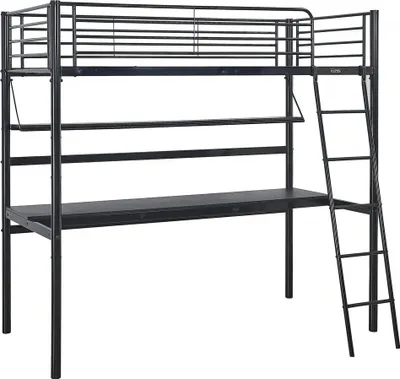 Produktbild von Hochbett mit Schreibtisch "Alona" - 90 x 190 cm - Schwarz