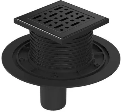Produktbild von Chud?j Bodenablauf unten schwarz D50, Edelstahlgitter VORNE schwarz F1 384 A C