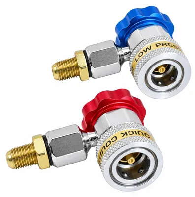 Obrázok produktu pre Rýchlospojky pre klimatizáciu R134A, s ventilom, 90 stupňov