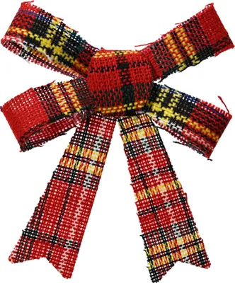 Produktbild von Weihnachtsschleifen Rot kariert 10 x 10 cm im 3er Set - Polyester & Kunststoff