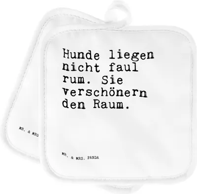 Produktbild von Mr. & Mrs. Panda topfhalter Hunde liegen nicht faul... - Weiß - Geschenk, Frauchen, Zitat, Kochlappen, Sprüche, Topflappen Set, schön, Topflappenset, Wohnung
