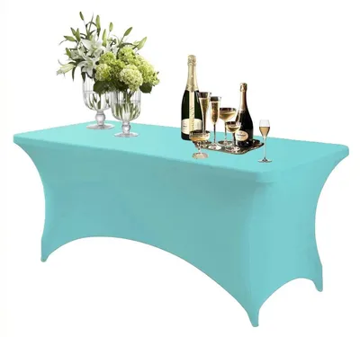 Produktbild von Stretch Tischdecke Rechteckig Hellblau 183 x 76 cm Elasthan Elastisch