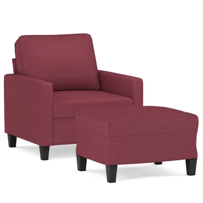 Image de vidaXL Fauteuil avec pouf vin rouge 60 cm Tissu