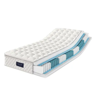 A cutaway view of a mattress showing its internal structure.