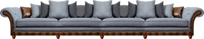 Zdjęcie produktu dla Luksusowa Szara Sofa 4 Miejsca Duża Kanapa Nowoczesny Salon Chesterfield