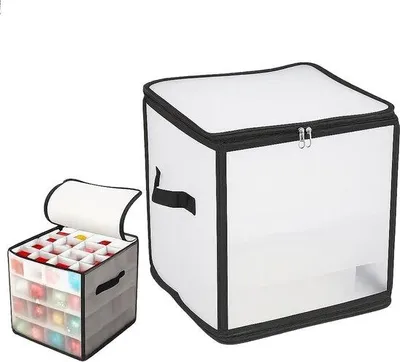 Produktbild von Famanu Aufbewahrungsbox für Weihnachtsdekoration - Box für Weihnachtskugeln - Kugelbox - für 64 Stück - rot - 31 x 31 x 30 cm