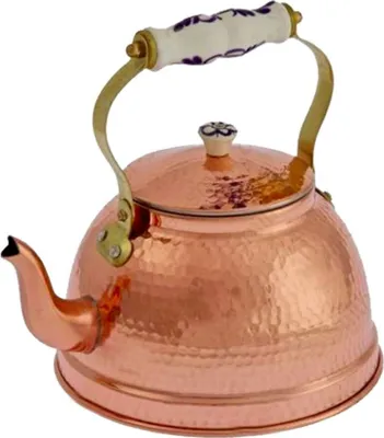 Obrázek produktu pro Rychlovarná konvice,čajová konvice - měděná,tepaná,s porcelánovou rukojetí,1, 5L,