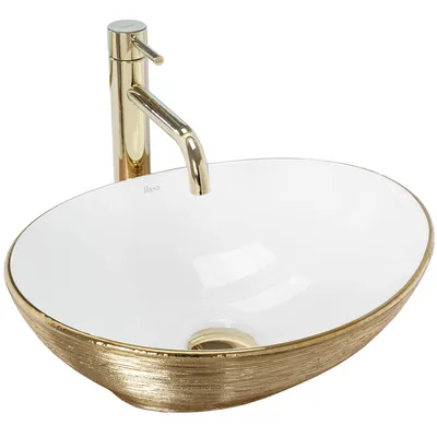 Zdjęcie produktu dla Umywalka nablatowa Rea Sofia White Gold Brush