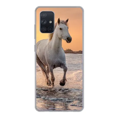 Produktbild von MuchoWow® Handyhülle Schutzhülle Hülle für Samsung Galaxy A51 Pferde - Sonne - Meer - Strand - Tiere Silikon Softcase Handy Hülle - Schutzabdeckung