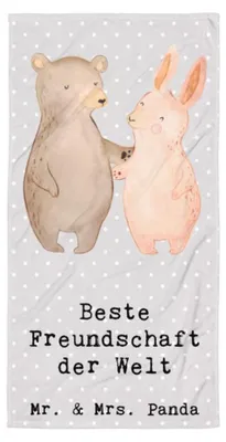 Produktbild von Mr. & Mrs. Panda Reisehandtuch Hase Beste Freundschaft der Welt - Grau Pastell - Geschenk, Geschenkidee, Kumpel, Freund, Freunde, Freundin, Strandtuch, Bff, Duschtuch